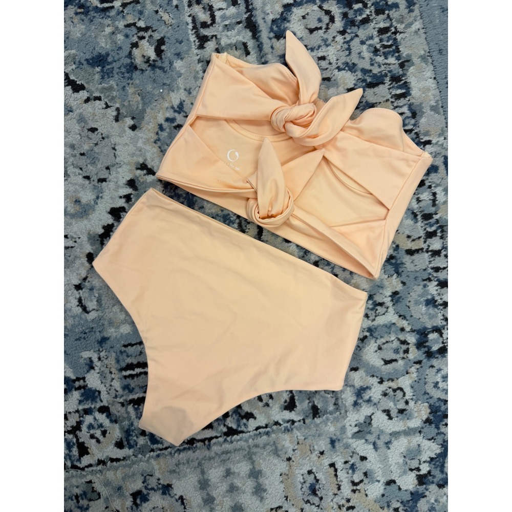 Sirena + the Sea Peach Bikin Tie Top XS & High Waist Bottoms S Beach Swim Pool